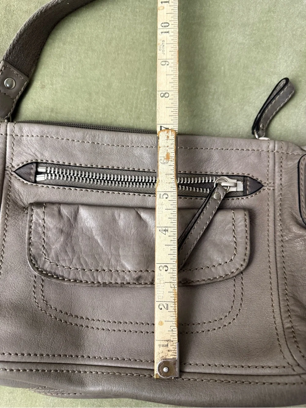 Vintage Fossil Grey Leather Shoulder Bag Purse Carryall #OSP